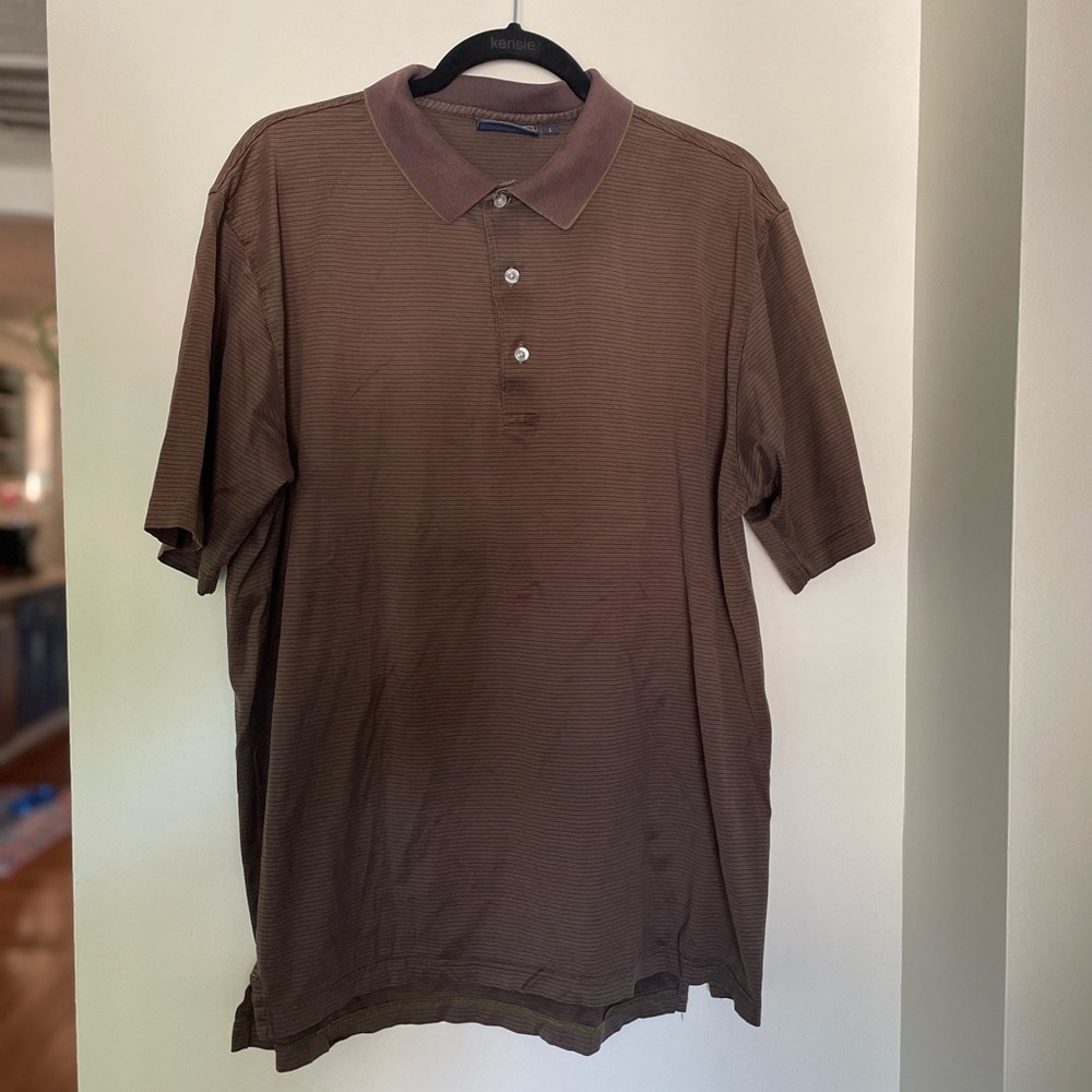 Vintage Bobby Jones - Brown Tonal Stripe Players Polo Shirt - Men's Size L​​